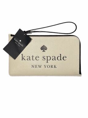 KATE SPADE NWT New York Cream Logo Zip Wristlet